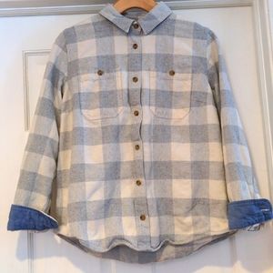 LL Bean, small, gray buffalo plaid chamois shirt, shirt jac